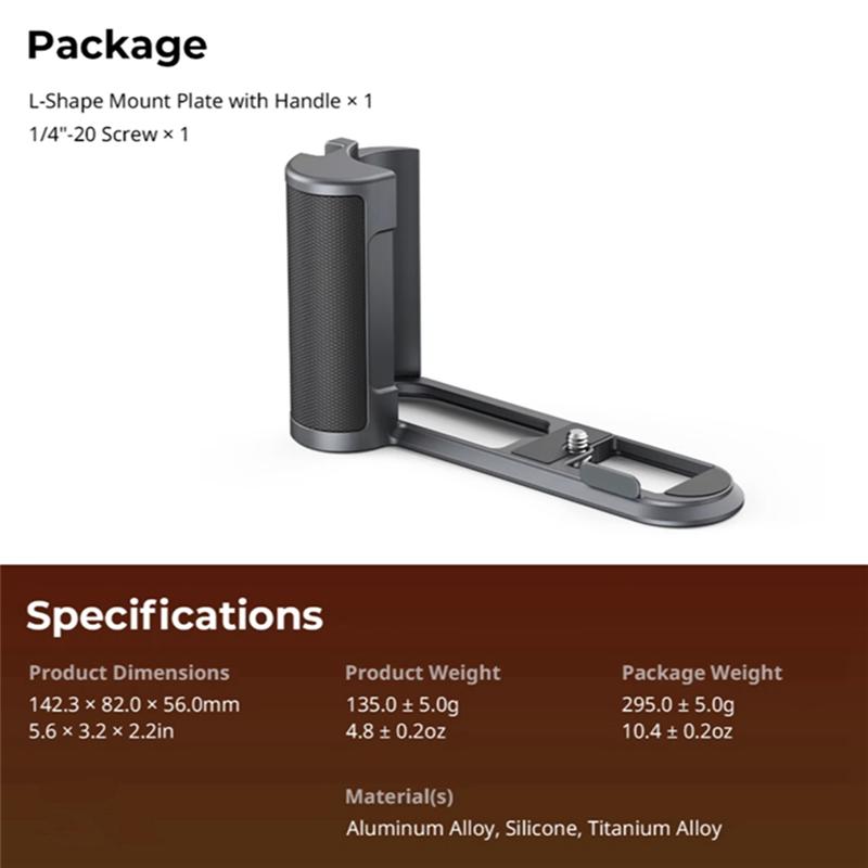 ABUO-L-Shape Handgrip For Leica Q3 Ergonomic L-Shape Mount Plate Built-In Quick Release Arca Plate Enhanced Camera Handling NONE