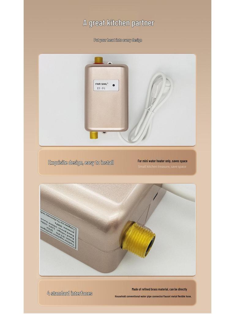 Compact Instant Electric Water Heater for Kitchen & Bathroom - Quick Heating, Constant Temperature, Energy Efficient