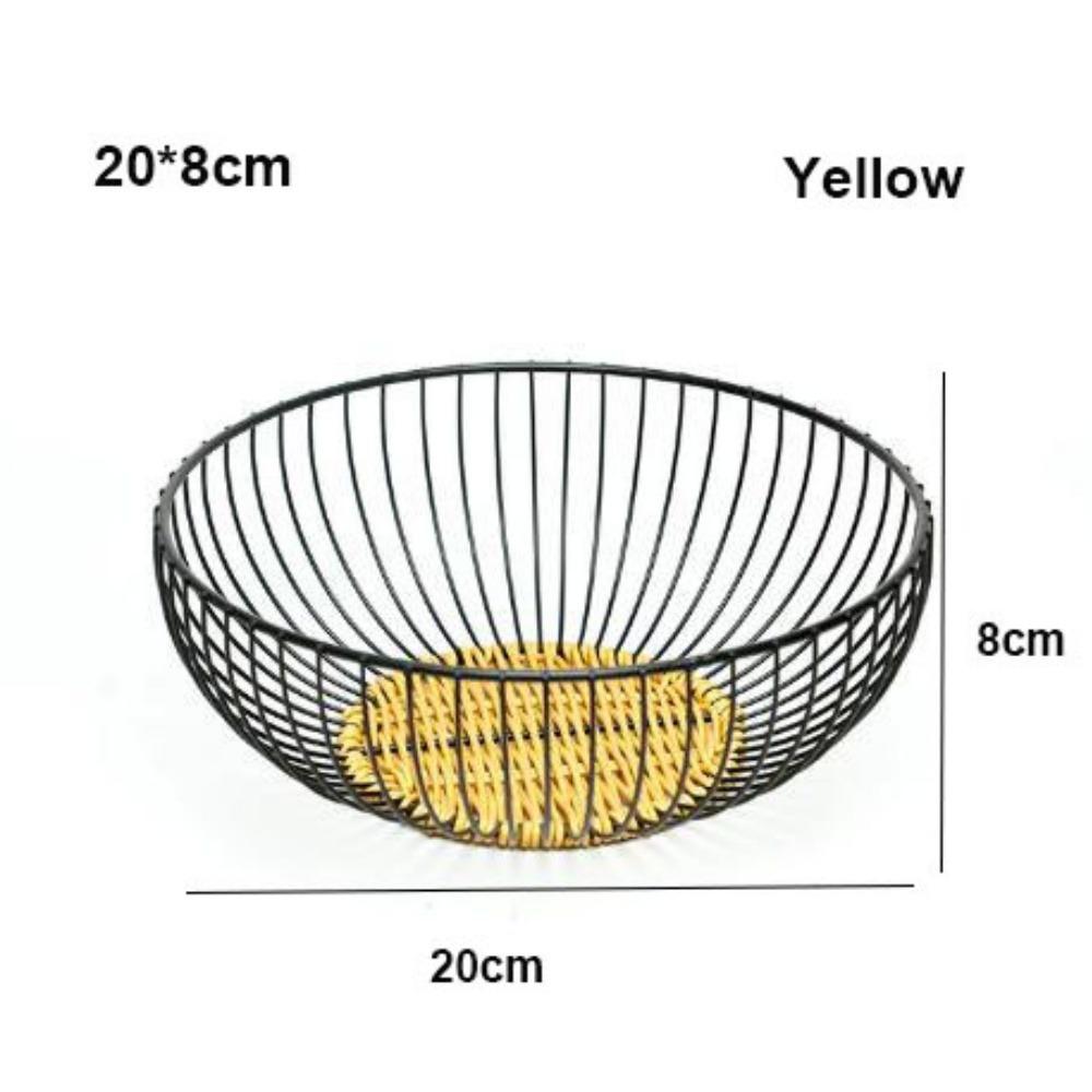 

6 стилей плетеная из лозы железная фруктовница пластик и металл гостиная закуски высокое качество хранение конфет 20*8cm Yellow