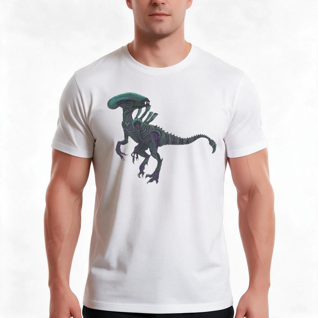 Xenoraptor Tshirt Summer Casual Cotton Tee Oversized Streetwear Tops Vintage Graphic Print Loose Fit Short Sleeve