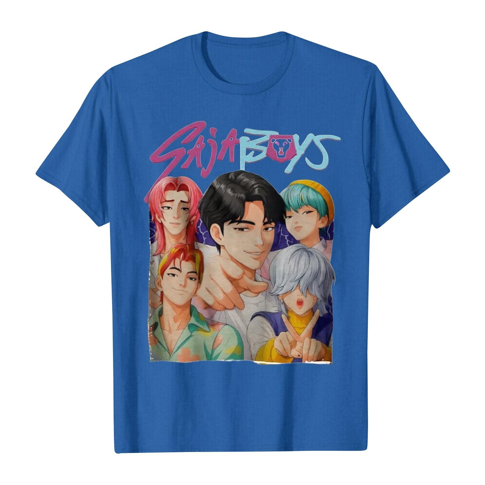 

Men s Round Neck Printed Short-sleeved T-shirt Top XL синий