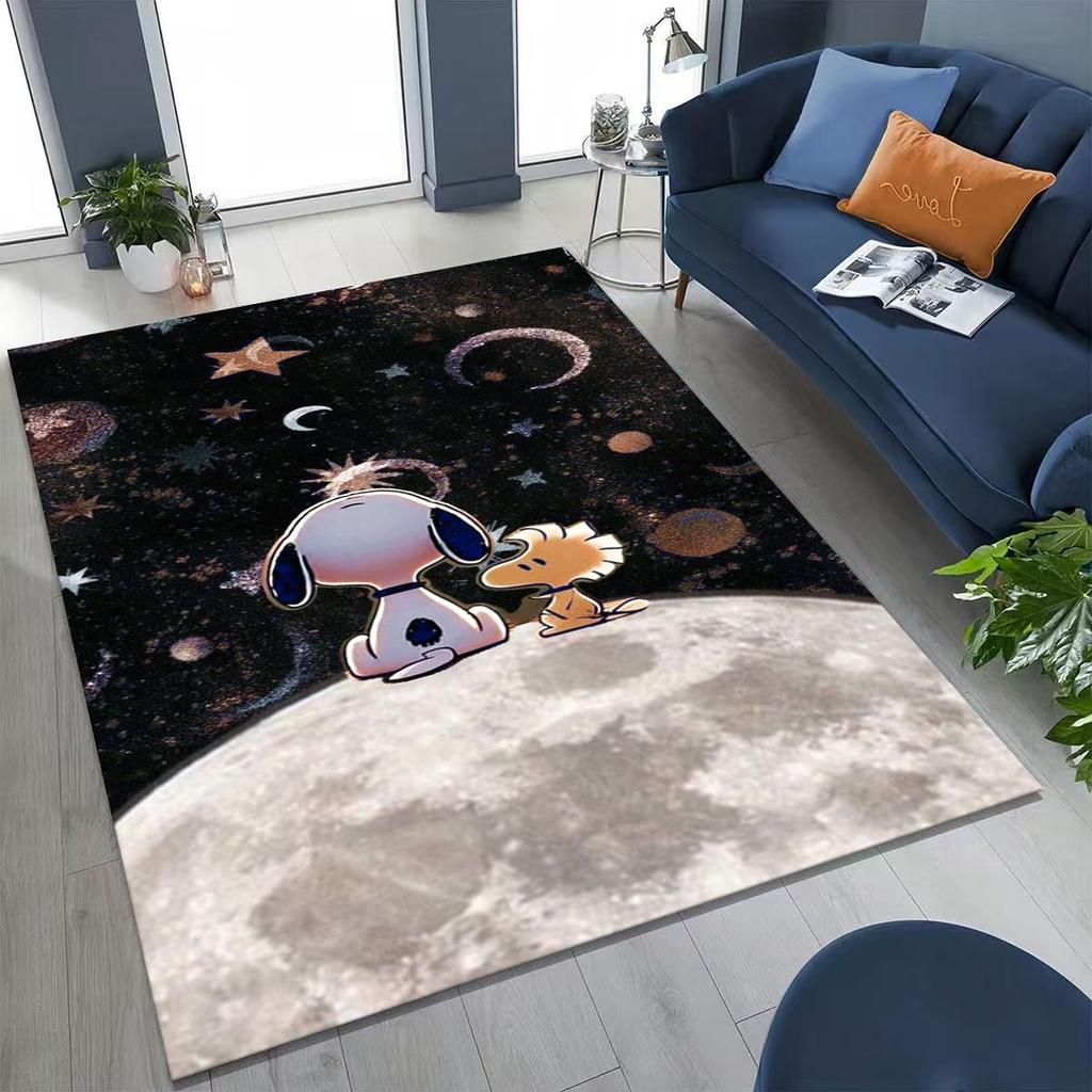 3D Cute Snoopy Dog Peanuts Art Cartoon Art Rug for Bedroom Living Room Sofa Home Doormat Decor, Large Kids Non-slip Floor Mat
