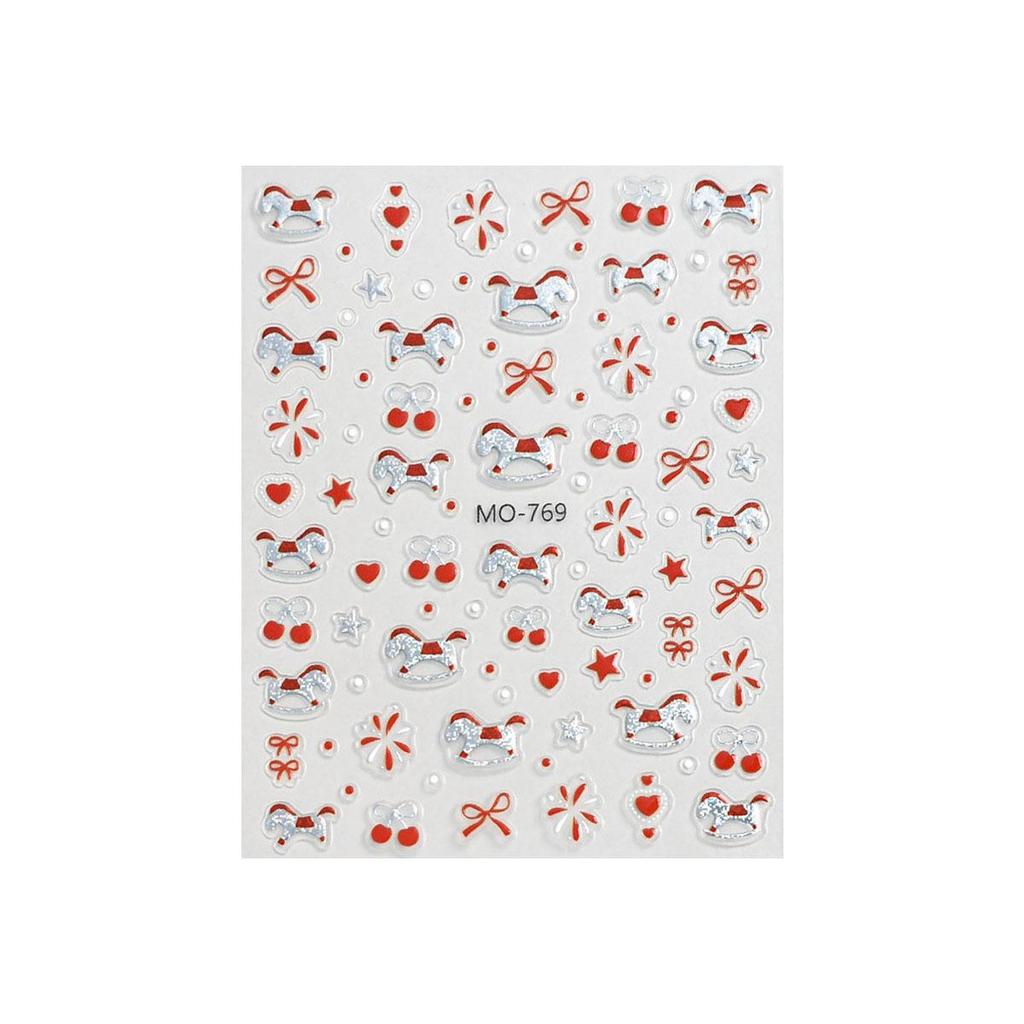 3D Cute Polka Dot Little Horse Glitter Nail Art Stickers for New Year DIY