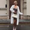 Extralanger flauschiger Nerz-Kaschmir-Cardigan - Weicher weißer Strickpullover für Herbst/Winter 2025, Übergröße verfügbar