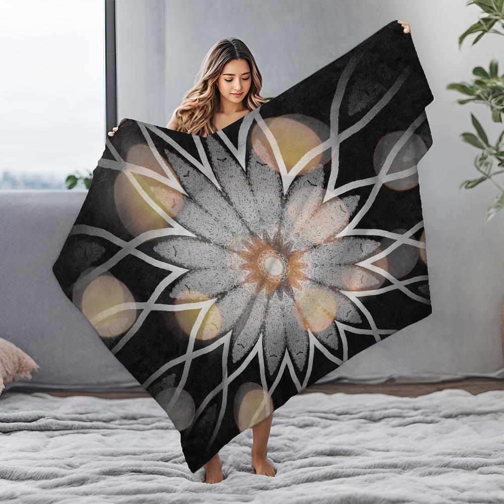Printed Geometric Pattern Blanket - Abstract Floral Design Sofa Bed Throw for Women Men Kids Gift