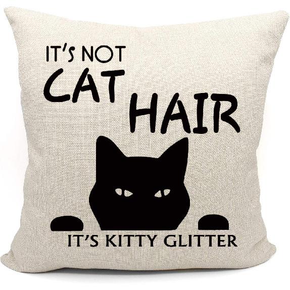 Mancheng-zi Cat Pillow Covers 18x18 - Lady & Mom Gifts, Funny Cat Themed Pillows in Black White 02