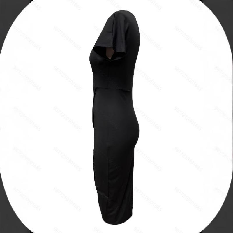 A Sexy V-neck Slit Short-sleeved Dress for Women In Summer