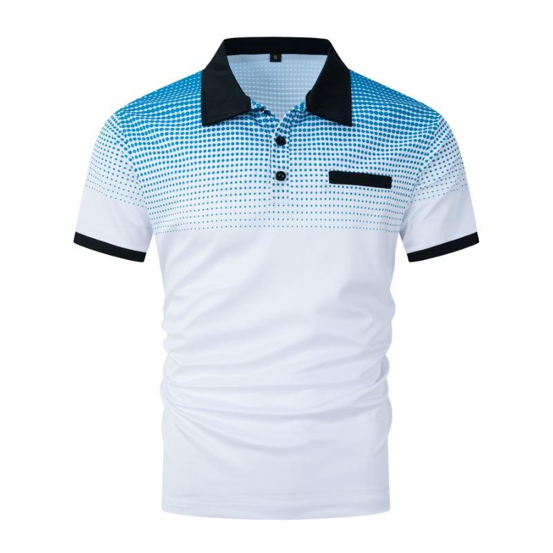 Men's Summer Gradient Printed Polka Dot Short Sleeved Polo Shirt