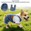 Salopette di Denim Leggere e Traspiranti per Cani con Spallacci Regolabili, Tessuto Morbido Lavato, Stile Casual, Abbigliamento per Animali Domestici Adatto per Primavera e Autunno