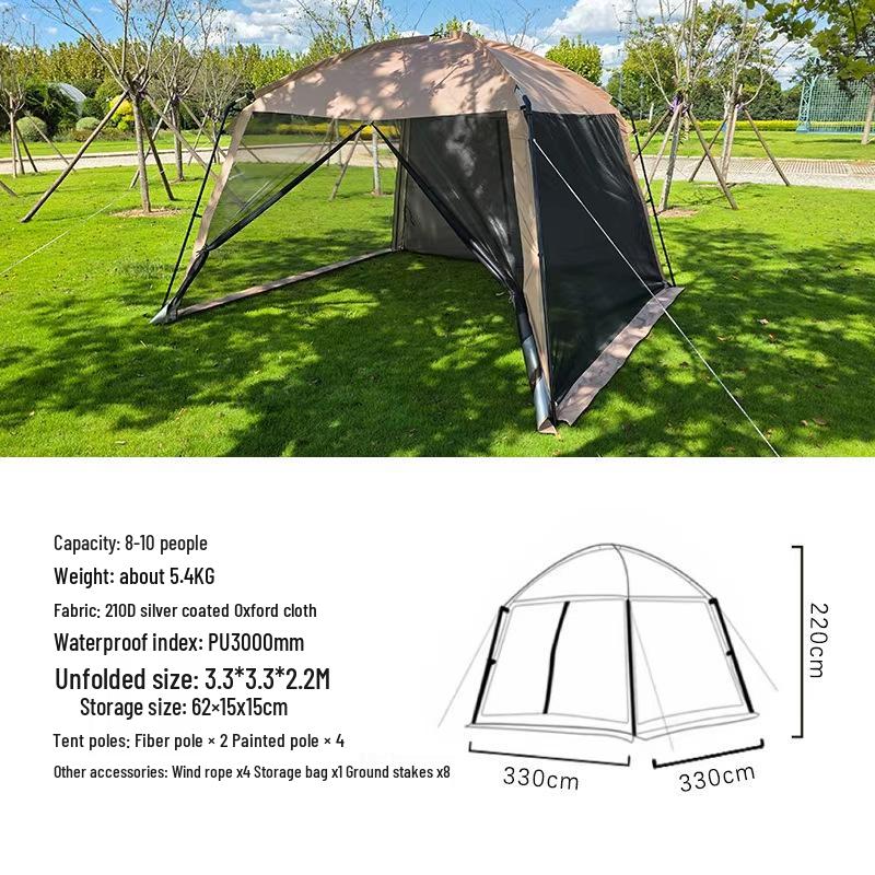 Four Seasons Rainproof Camping Tent: Mesh Anti-Mosquito Sunshade for Outdoor and Beach Use