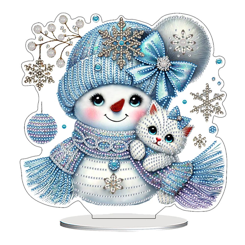 2D Flat Snowman Print DIY Desktop Diamond Art Kits 5D DIY Diamond Art Tabletop Decorations Diamond Painting Desktop Decorations
