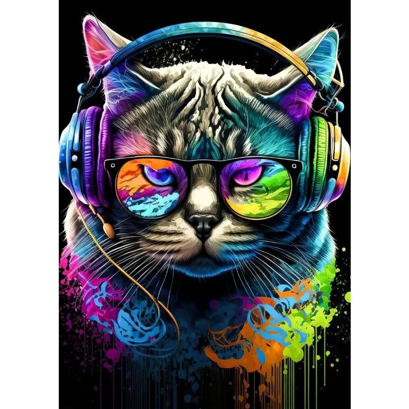 Levendige Muziek Graffiti Dier Canvas Muurschildering Kat Gorilla Aap Poster voor Moderne Kamer Decor Uniek Cadeau