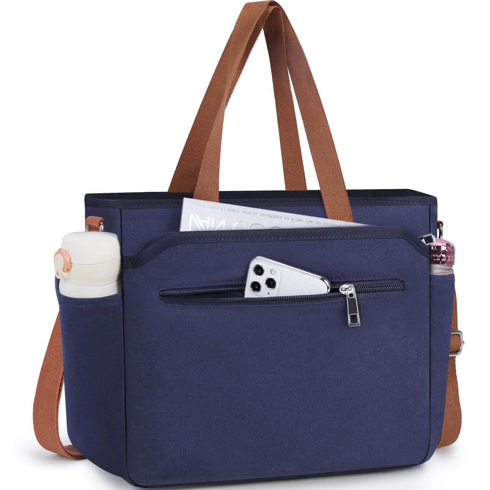 

Сумка-тоут для плеча большой вместимости A4 плечевая сумка для воды холст для темно-синего [RAINSMORE] мужчины, сумка, холст, хранение, мужчины, водоотталкивающая, тоут,