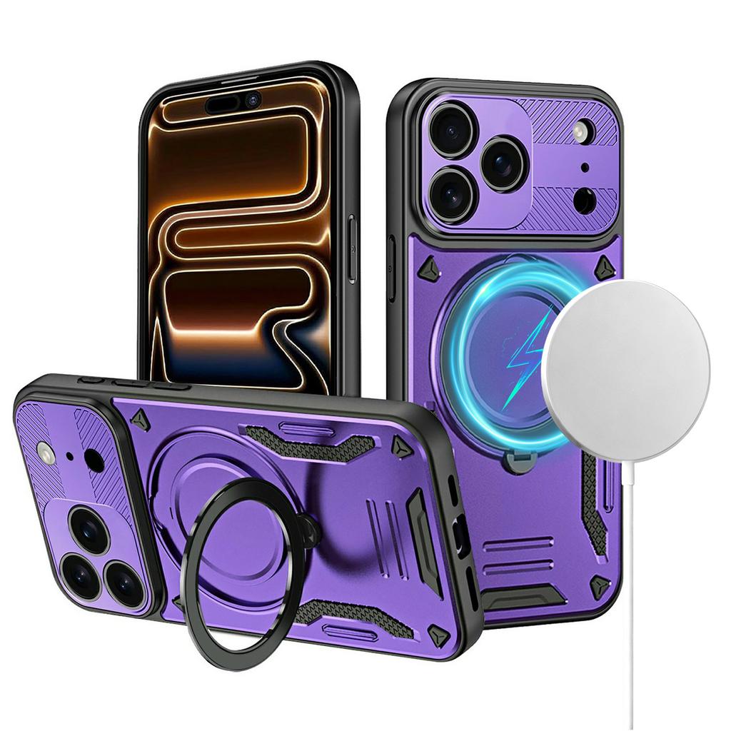 For iPhone 17 Pro Max Case Compatible with MagSafe Shockproof TPU + PC Phone Back Cover with Kickstand