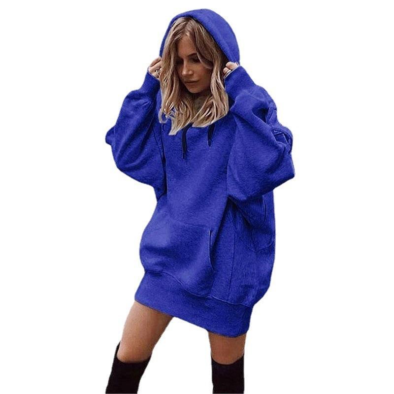 Damen S Einfarbig Locker Sitzendes Kapuzen-Sweatshirt