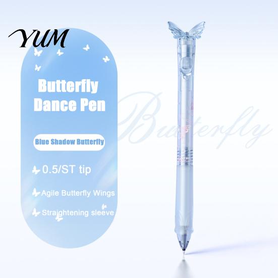 Student Stationery Supplies Translucent Butterfly Gel Pen, 0.5mm Smooth Writing Retractable Comfortable Grip Pens for Homework Aesthetic Pen