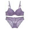 Europa Vrouwen Sexy Ondergoed Set Kant Borduurwerk Push Up BH Set Romantisch Paars BH Mode Slipje Set Plus Size Lingerie