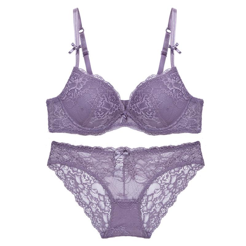 European & American Lace Push-Up Bra Set - Women's Sexy Small Chest Enhancing Underwear (Thickened) 9192