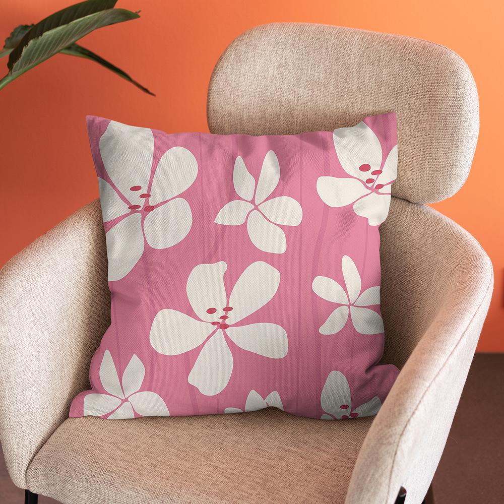 Nordic Abstract Art Flower Print Pillowcase Short Plush Pastoral Simple Home Sofa Cushion Car Cushion
