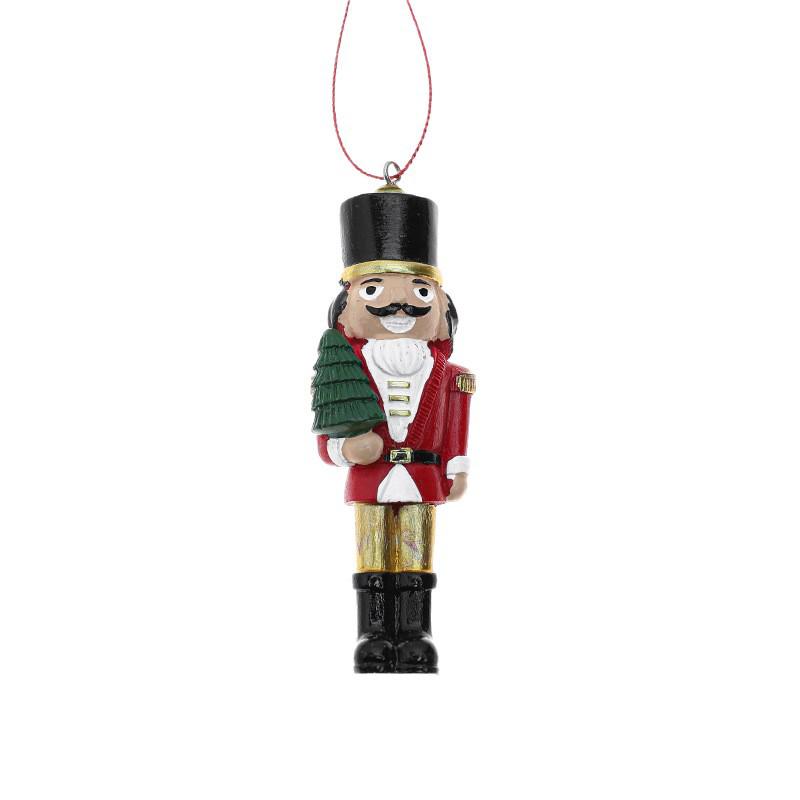 Ciondolo Soldatino Schiaccianoci in Resina da 10 cm per Decorazioni dell'Albero di Natale