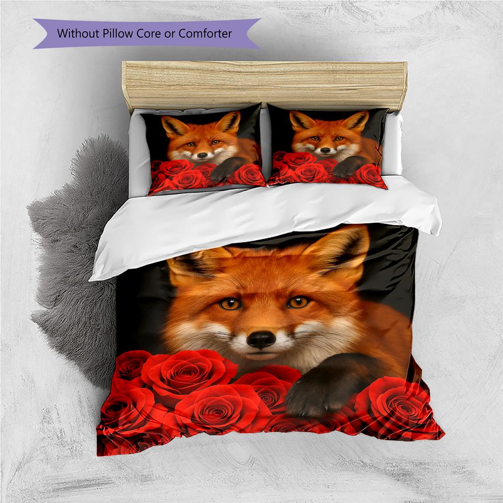 Cartoon-Muster Bettwäsche Steppbett-Set Bettbezug Kissenbezug Heimdekoration Geburtstagsgeschenk (1 Bettbezug + 2 Kissenbezüge, ohne Füllung)