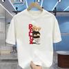 Men's Summer 100% Cotton Fashionable Casual Loose Large Size Letter Bear Printed Sports Round Neck Short Sleeve T-shirt Top