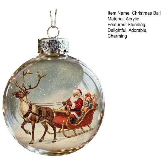 Yousheng Clear Ball Ornaments Vintage Snow Village House/Christmas Tree/Snowman Hanging Ball Ornaments for Farmhouse Xmas Tree Holiday Wedding Home