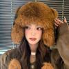 Cute little raccoon with tail hat female winter thickened warm student versatile outdoor bag head cold hat
