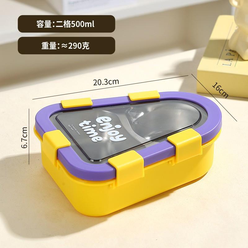 Stainless Steel Lunch Box Students Office Workers - 3-Compartment Bento Container With Lid Utensils Triangular Shape