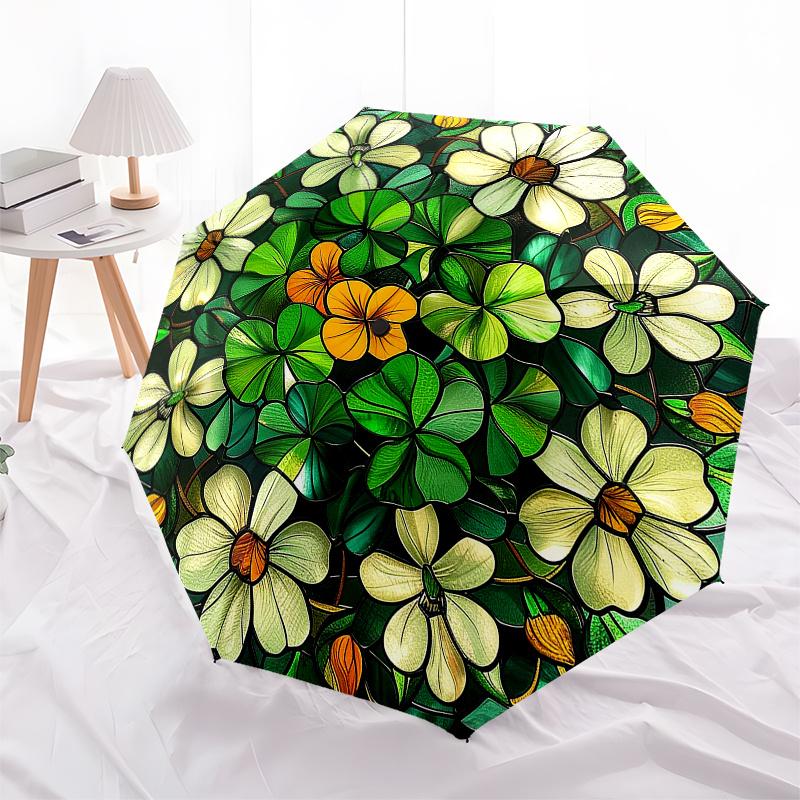 Stained Glass Floral Panel - Circular Window Art Decor Umbrella, Christmas Gift Y89