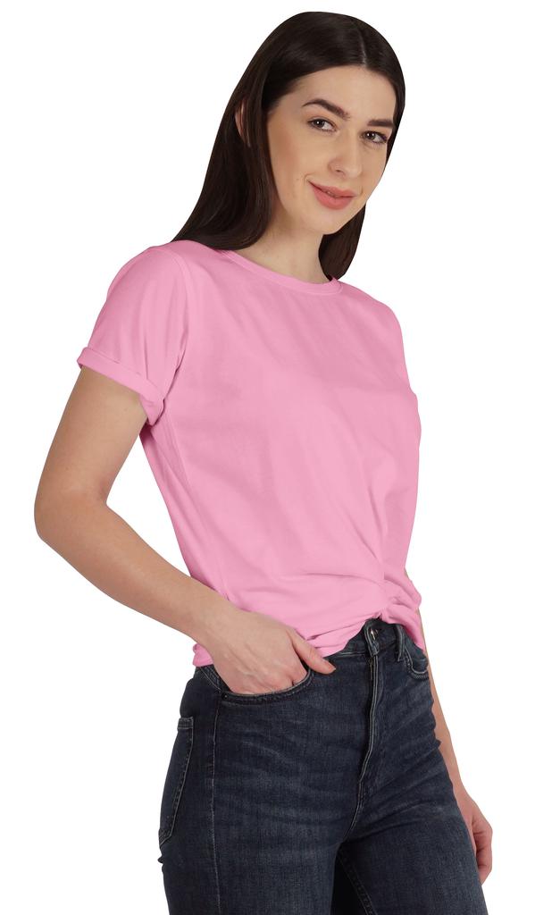 Inkmeso Summer Twist Front Knot Crop Top For Women With Short Sleeves Tee