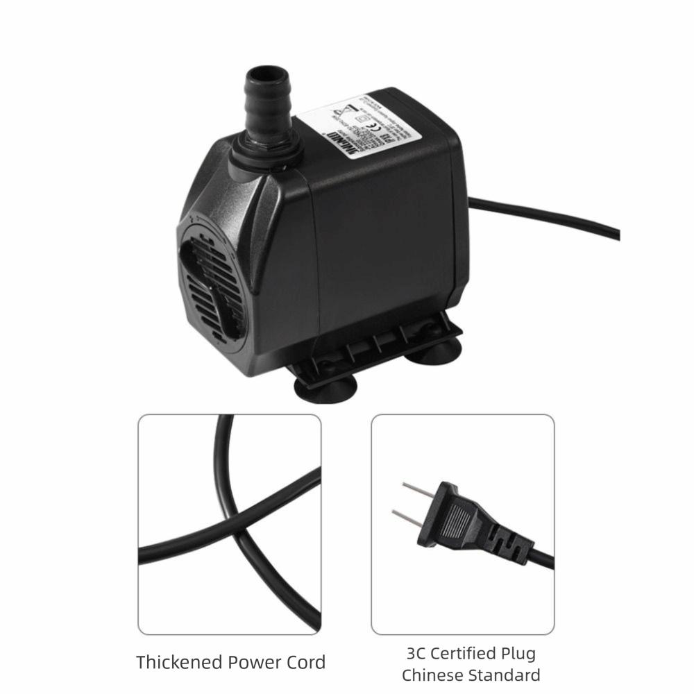 Black Submersible Water Pump Submersible Mini Fountain Pump with Suction Cup Adjustable Fish Tank Filter Pump Fish Pond Aquarium
