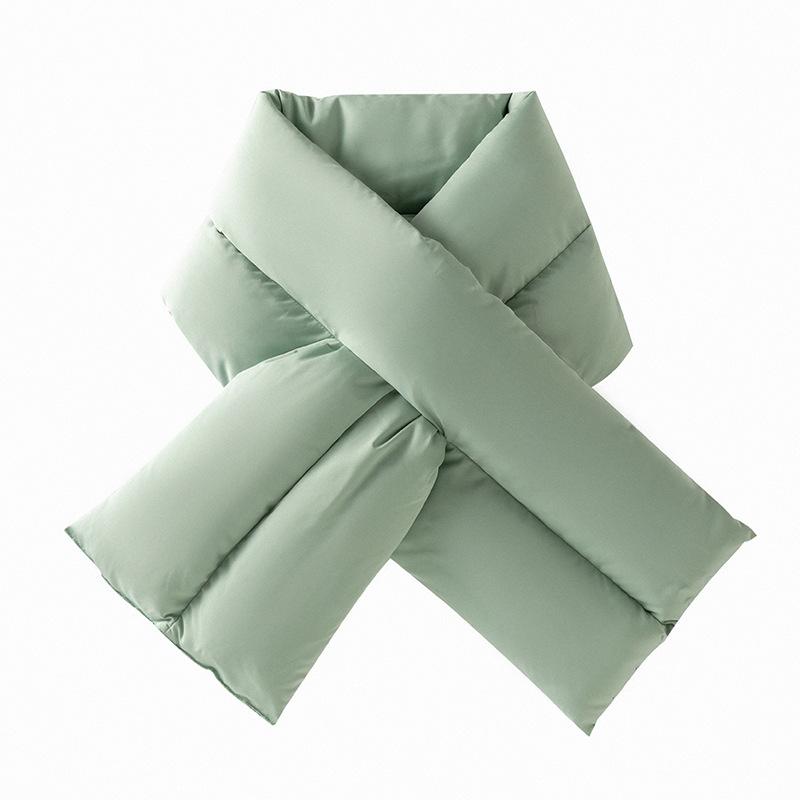 Winter warm cross scarf women's thickened scarf men's outdoor cold-proof fashion solid color windproof down scarf