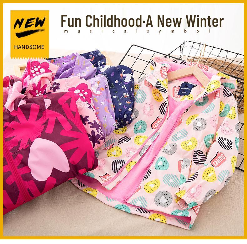 Mädchen Fleecegefütterter Mittellanger Trenchcoat: Herbst/Winter Modische Windjacke