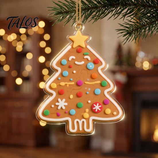 Charming Holiday Interior Decoration Gingerbread Christmas Tree Pendant, Double-sided Acrylic Hanging Ornament for Trinkets Home Decor And Car