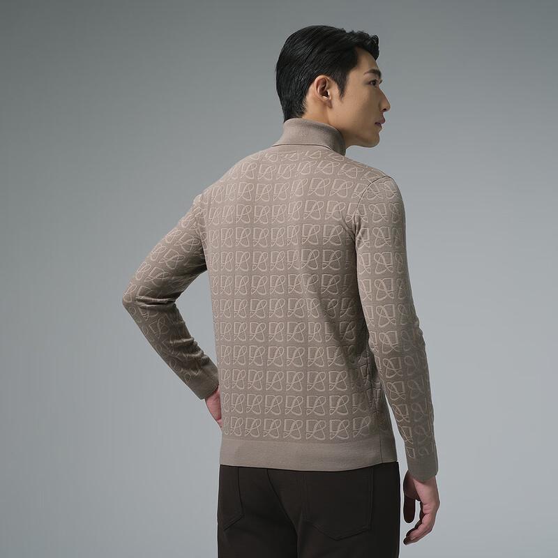 Lilanz Men's Slim Fit Jacquard Turtleneck Wool Sweater
