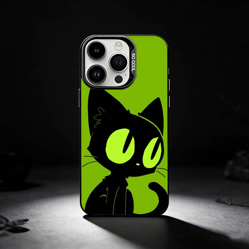 XiaoHei-Luo Cat Printed Phone Case For iPhone 17,16,15,14,13,12,11 Plus,Pro Max,XS,Colored silver phone case iPhone12