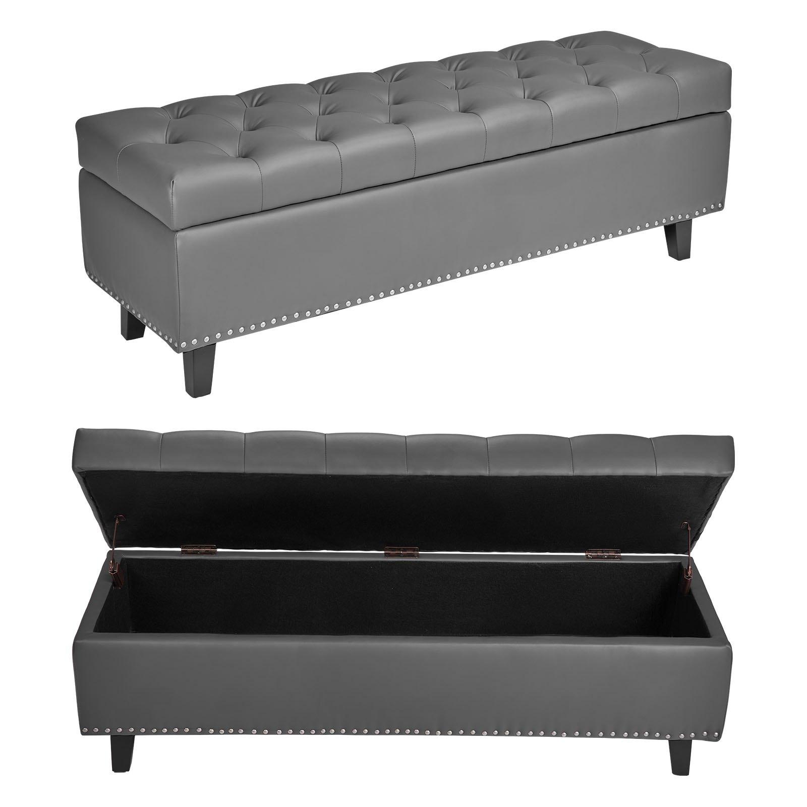 VEVOR Button-Tufted Storage Ottoman Bench, PU