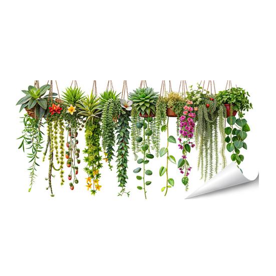 Pegatinas de Pared de Enredaderas Colgantes Plantas Verdes Hojas Pegatina de Pared Extraíble Pelar y Pegar Murales Artísticos de PVC para Sala de Estar Dormitorio Aula Cocina