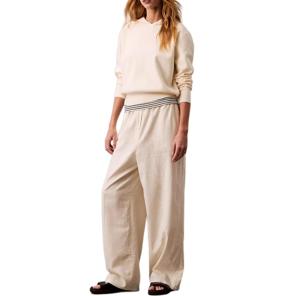 Calvin Klein Comfortable Casual Loose Hooded Long Sleeve Sweatshirt Women tops Antique-White 44A374G-100