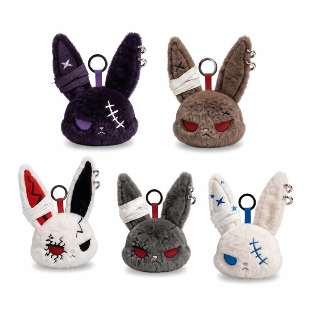 Gothic Wounded Rabbit Keyring Hoop Earrings Cute Furry Bag Pendant Gift For Women