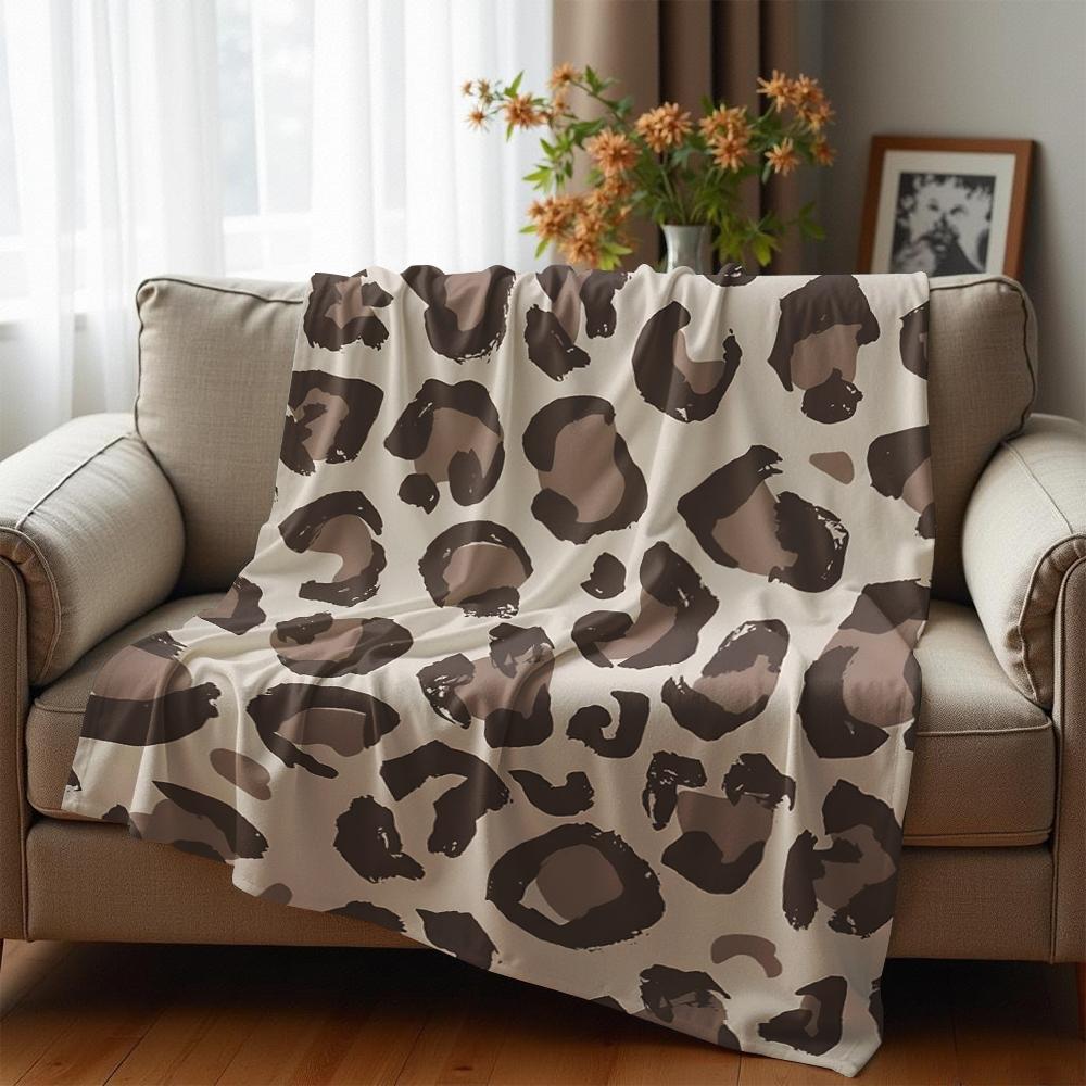 Vintage Brush Stroke Leopard Cartoon Anime Print Flannel Blanket Soft Warm Throw for Kids Bedroom Sofa Christmas Office Car