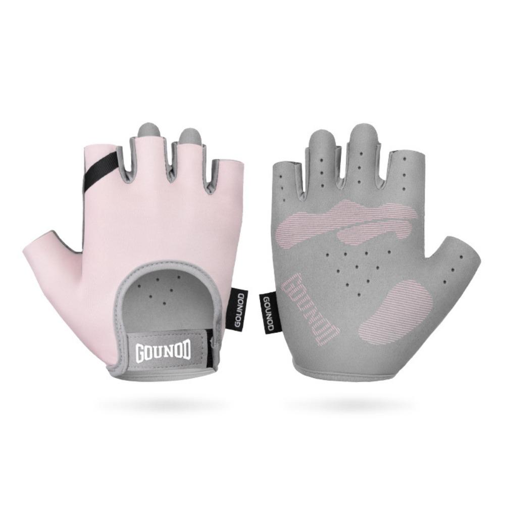 

Wear-Resistant Sports Half Finger Gloves Anti Slip Half Finger Cycling Gloves Women Men Pink L