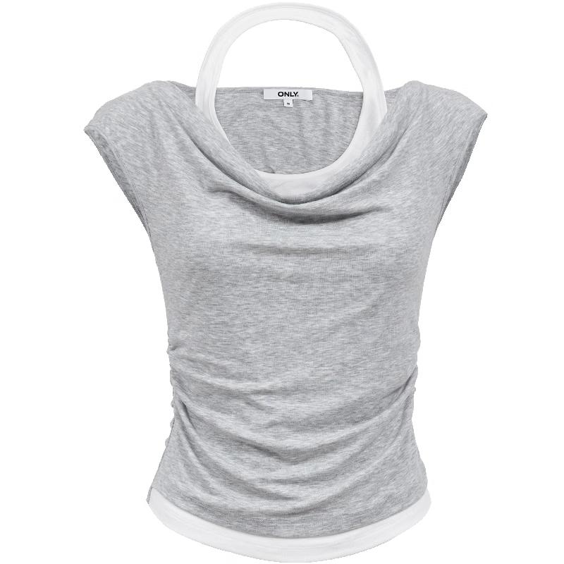 ONLY 2026 Spring Cool-Touch Sleeveless Cowl Neck Faux Two-Piece T-Shirt L