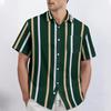 Striped Color Blocking Print - Men's Casual Short Sleeved Shirt