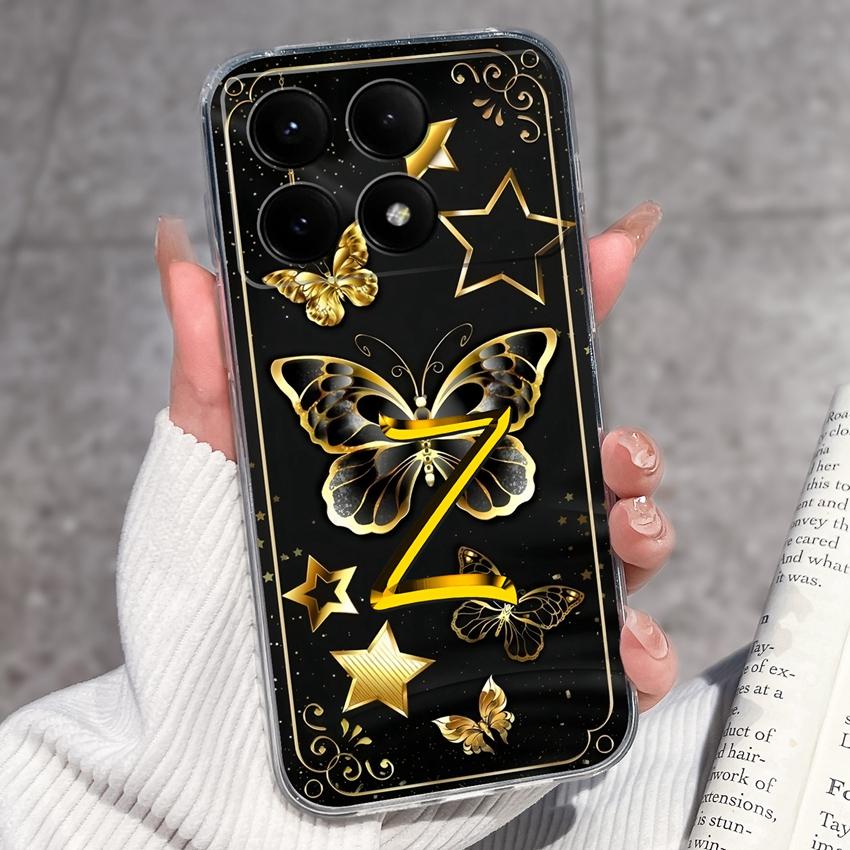 Casing For Redmi K70 K80 K60 K50 K40 K30 K20 Pro K70e K60e K90 Pro Max Phone Case Premium Letters Pattern Transparent TPU Back Cover For Redmi Housing