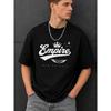 Men's Black Short Sleeve Crew Neck T-shirt with Empire Crown Graphic Print Soft Cotton Blend Relaxed Fit for Casual Daily Wear