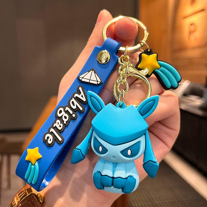 6cm Pokemon Anime Figure Eevee Pikachu Vaporeon Umbreon Glaceon PVC Figure Keychain Bag Keyring Children's Toys Birthday