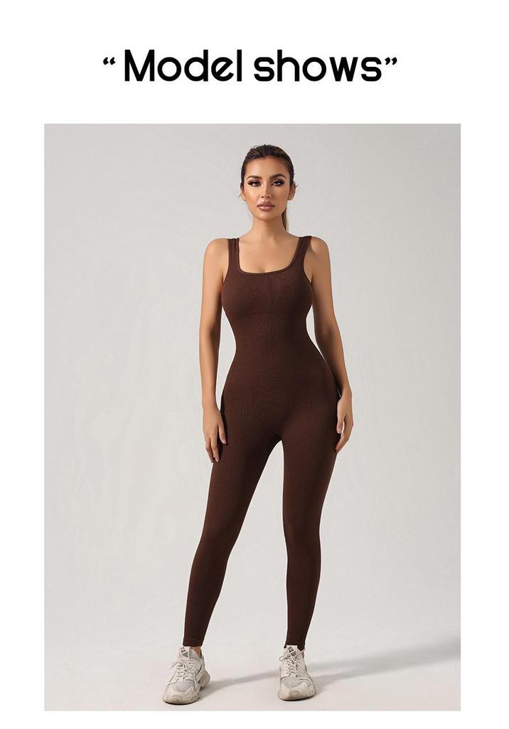 Seamless Elastic Yoga Jumpsuit Set for Women