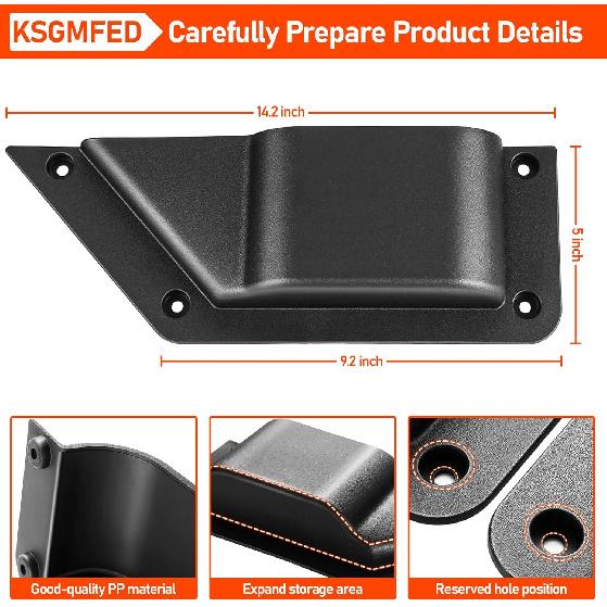 Front Door Storage Pockets For Ford Bronco Accessories -2025,Door Side Organizer Box Cup Holder Compatible With Bronco 2/4 Doors,2PCS Matte Black